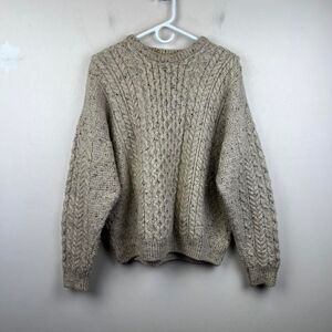Vintage Carraig Donn Irish Fisherman Sweater Wool Cable Knit Size L